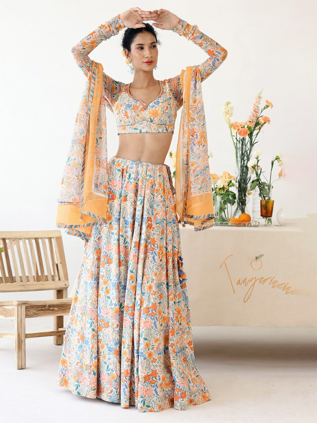 Baise Gaba Printed Beads and Stones Ready to Wear Lehenga & Blouse With Dupatta