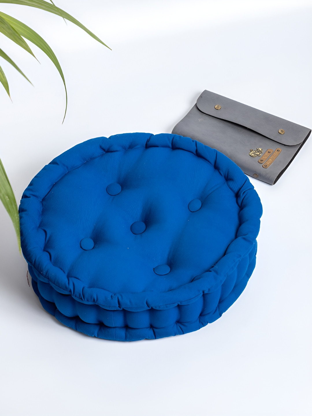 SKANDA FAB Blue Round Floor Cushion