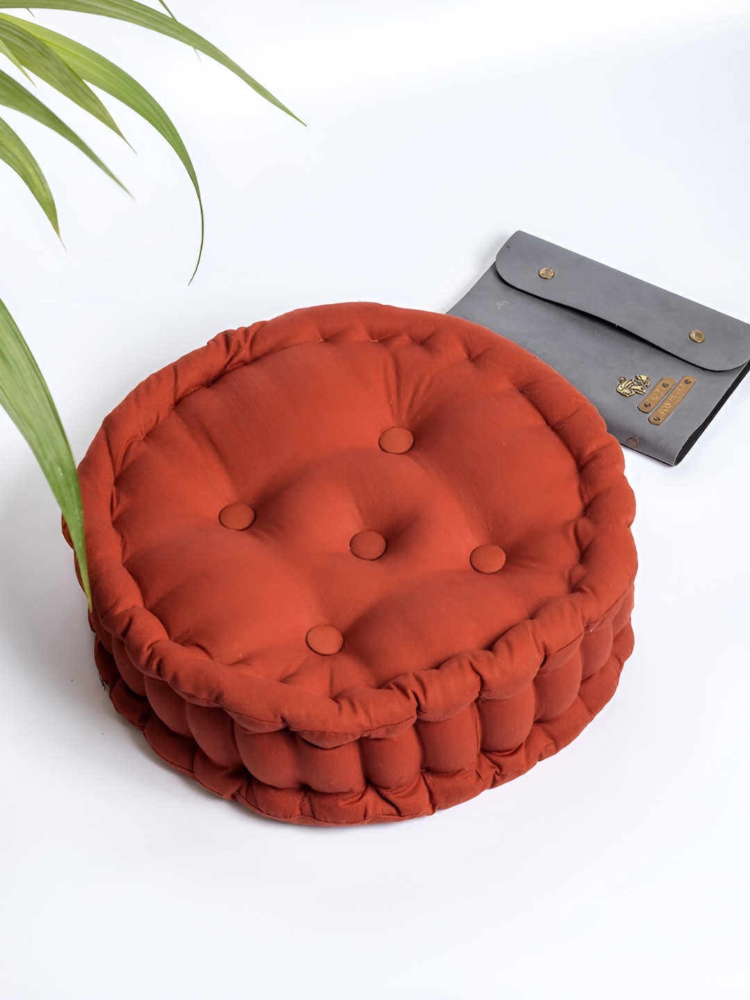 SKANDA FAB Brown Quilted Cotton Floor Cushion