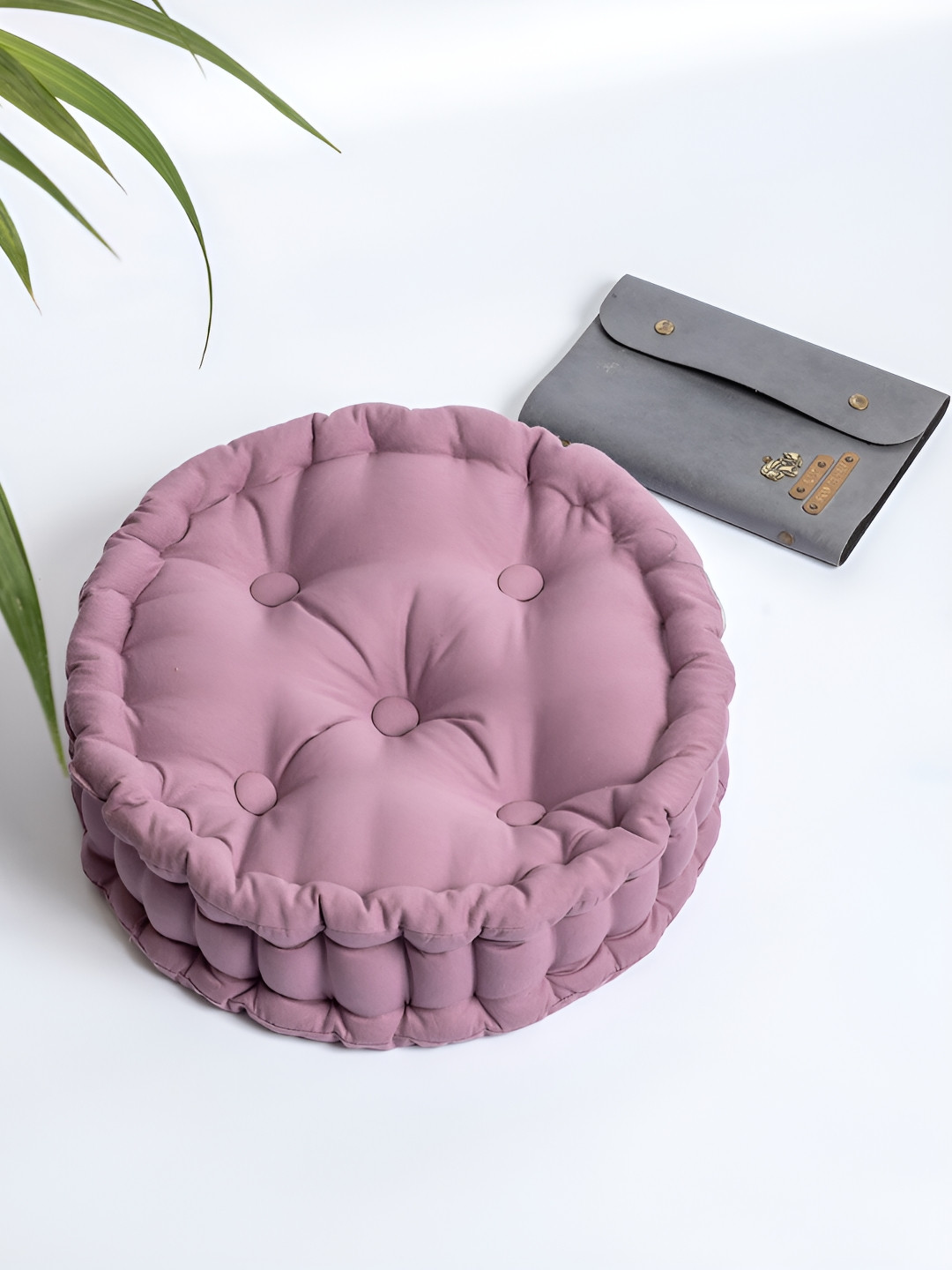 SKANDA FAB Purple Cotton Round Floor Cushions