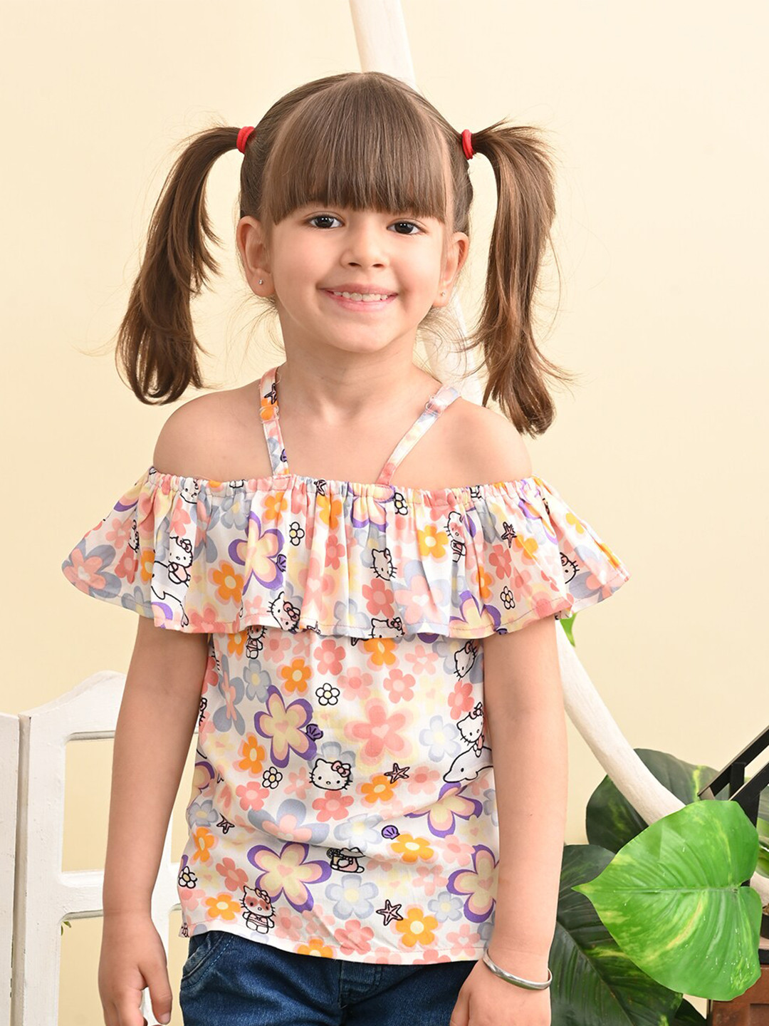 Superminis Shoulder Straps Floral Printed Top