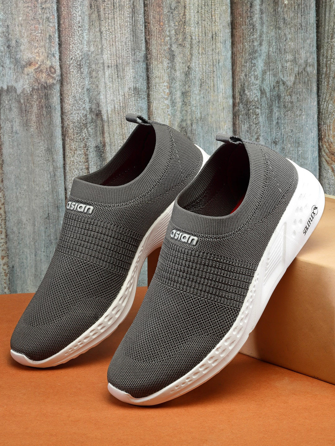 ASIAN Men Textured Round Toe Memory Foam Textile Slip-On Sneakers