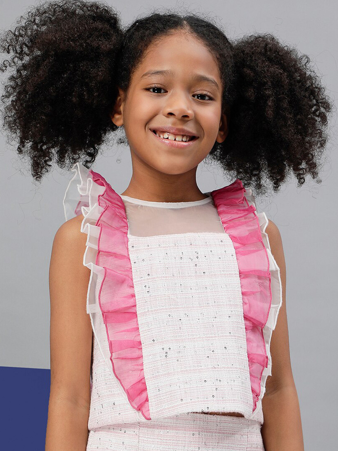 One Friday Graphic Printed Ruffled Cotton Top