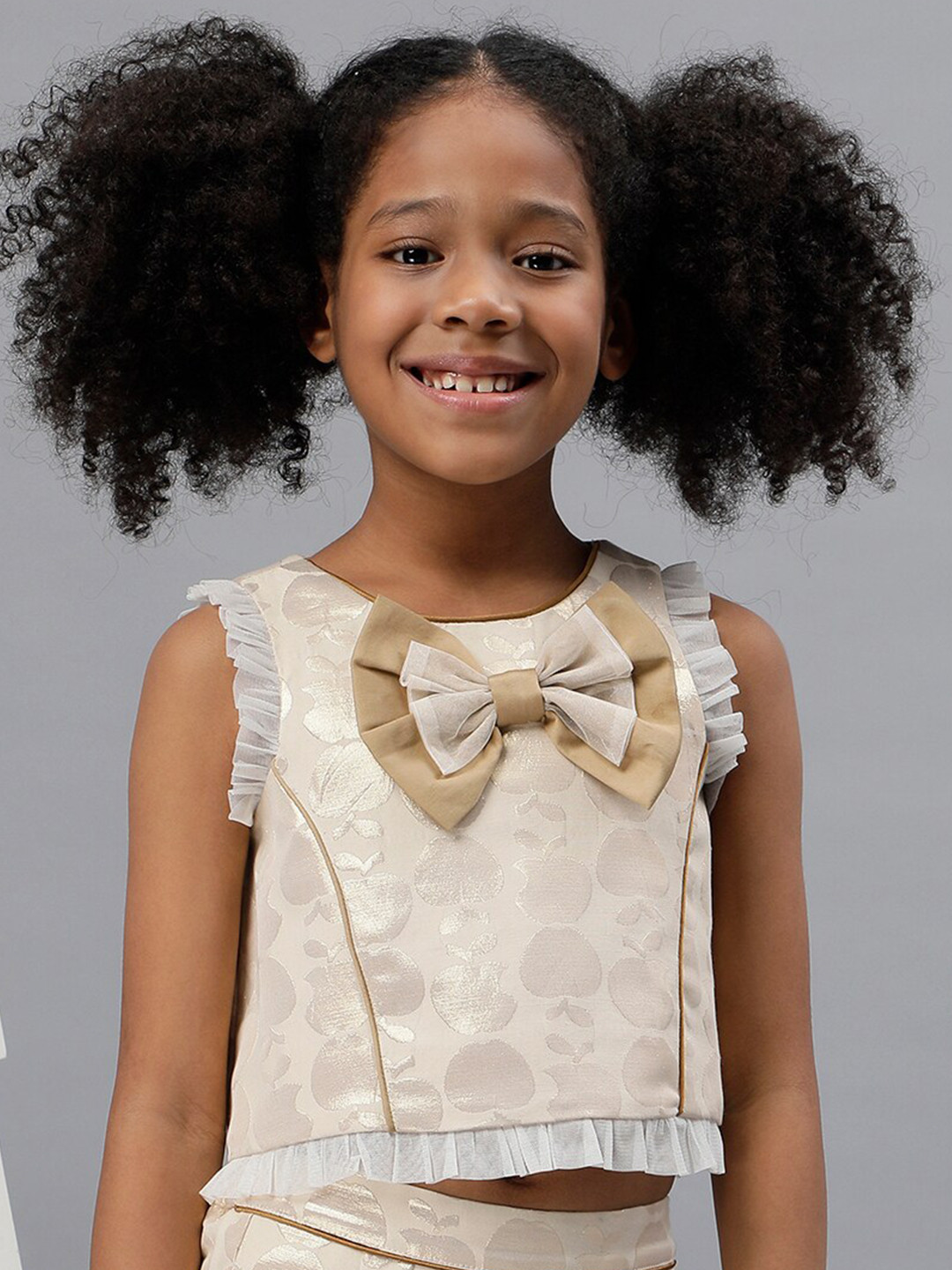 One Friday Graphic Printed Ruffled Cotton Top