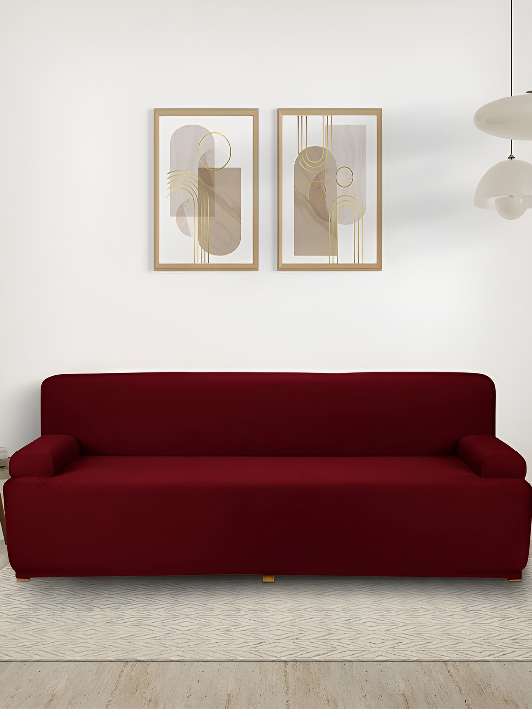 Dakshya Industries Maroon 3 Seater Elastic Sofa Cover