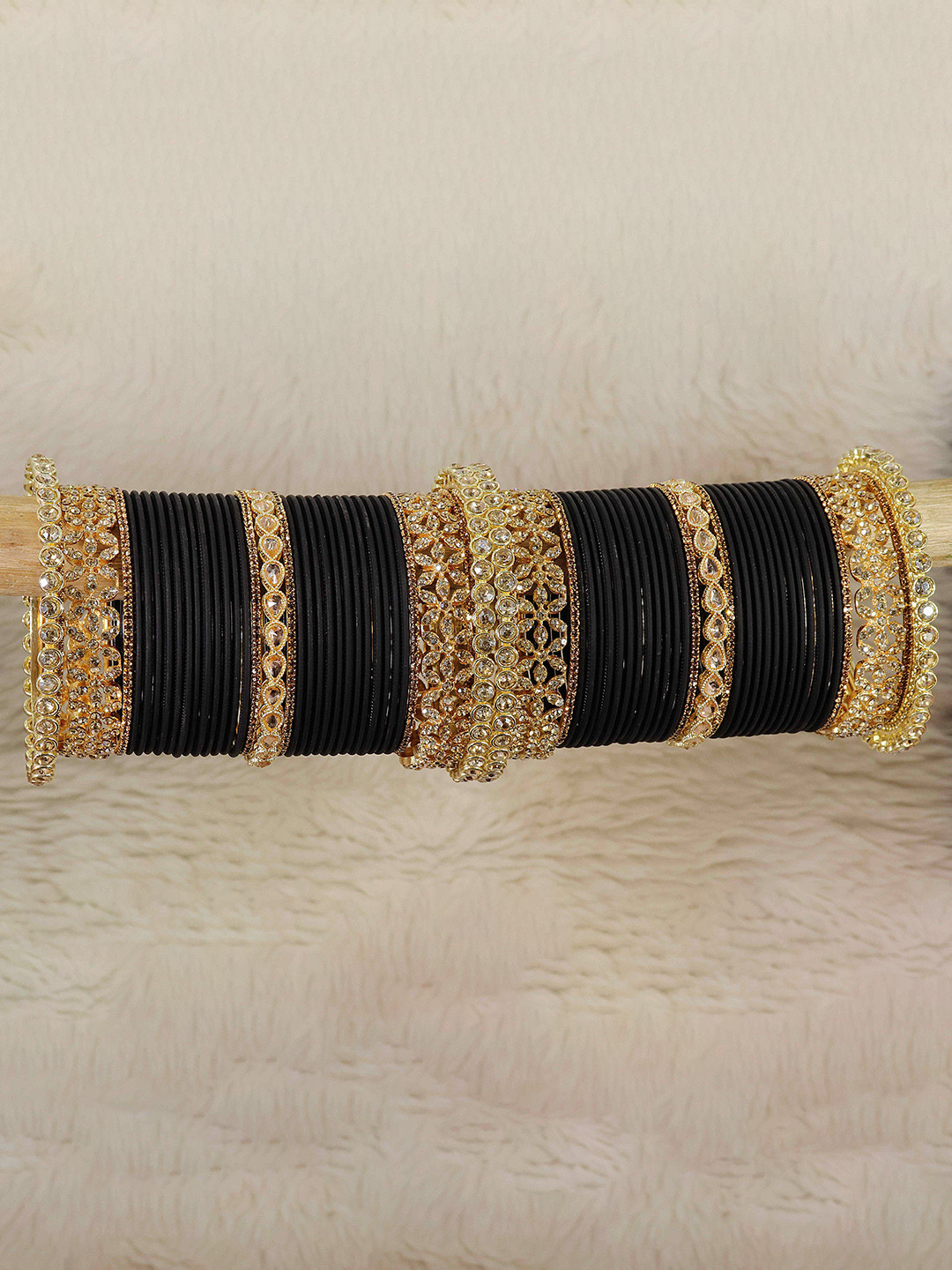 LAVAZZA Set Of 66 Gold Plated Crystal Studded & Bangles