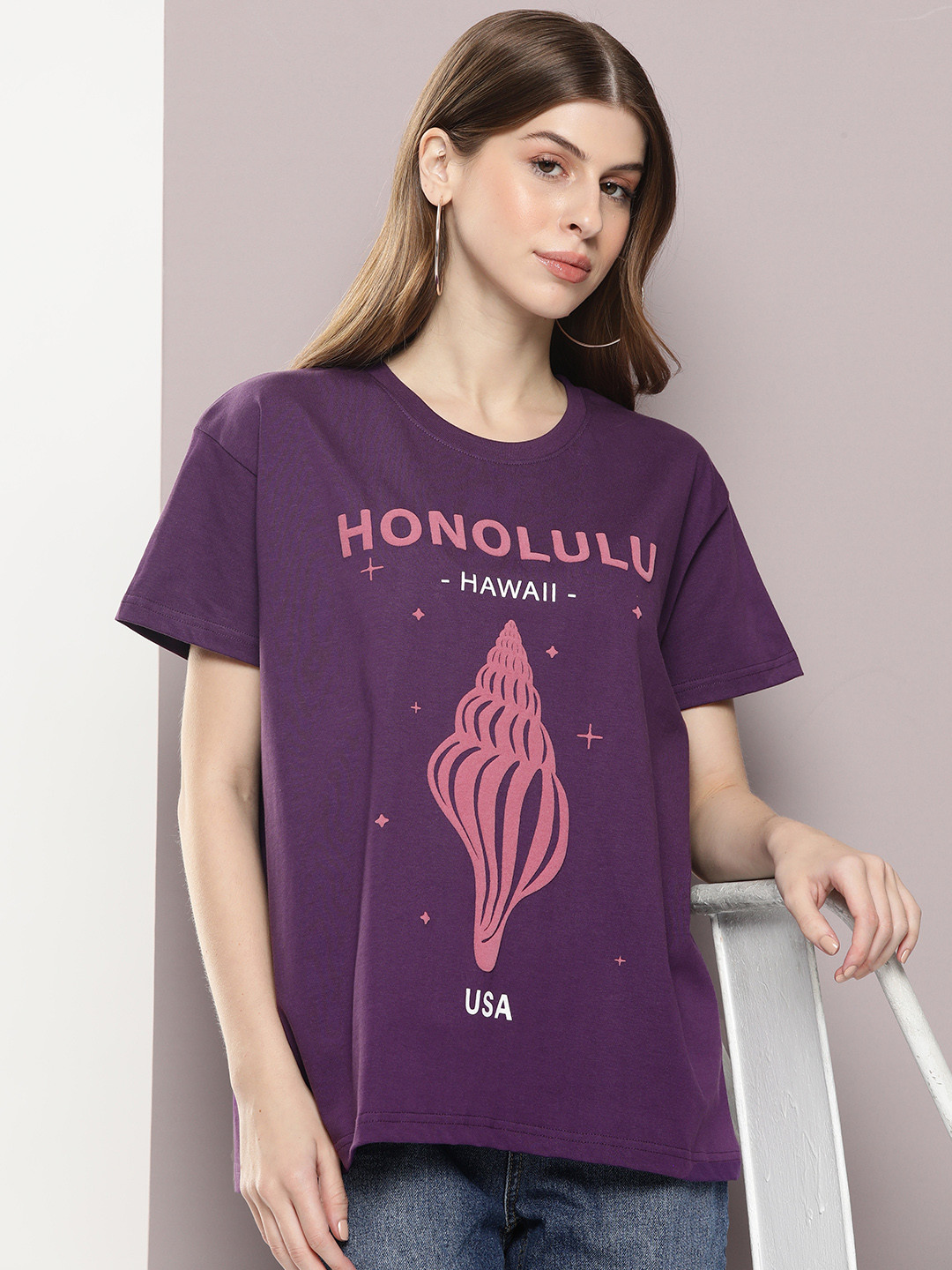 Dillinger Women Embossed Boxy Regular T-shirt