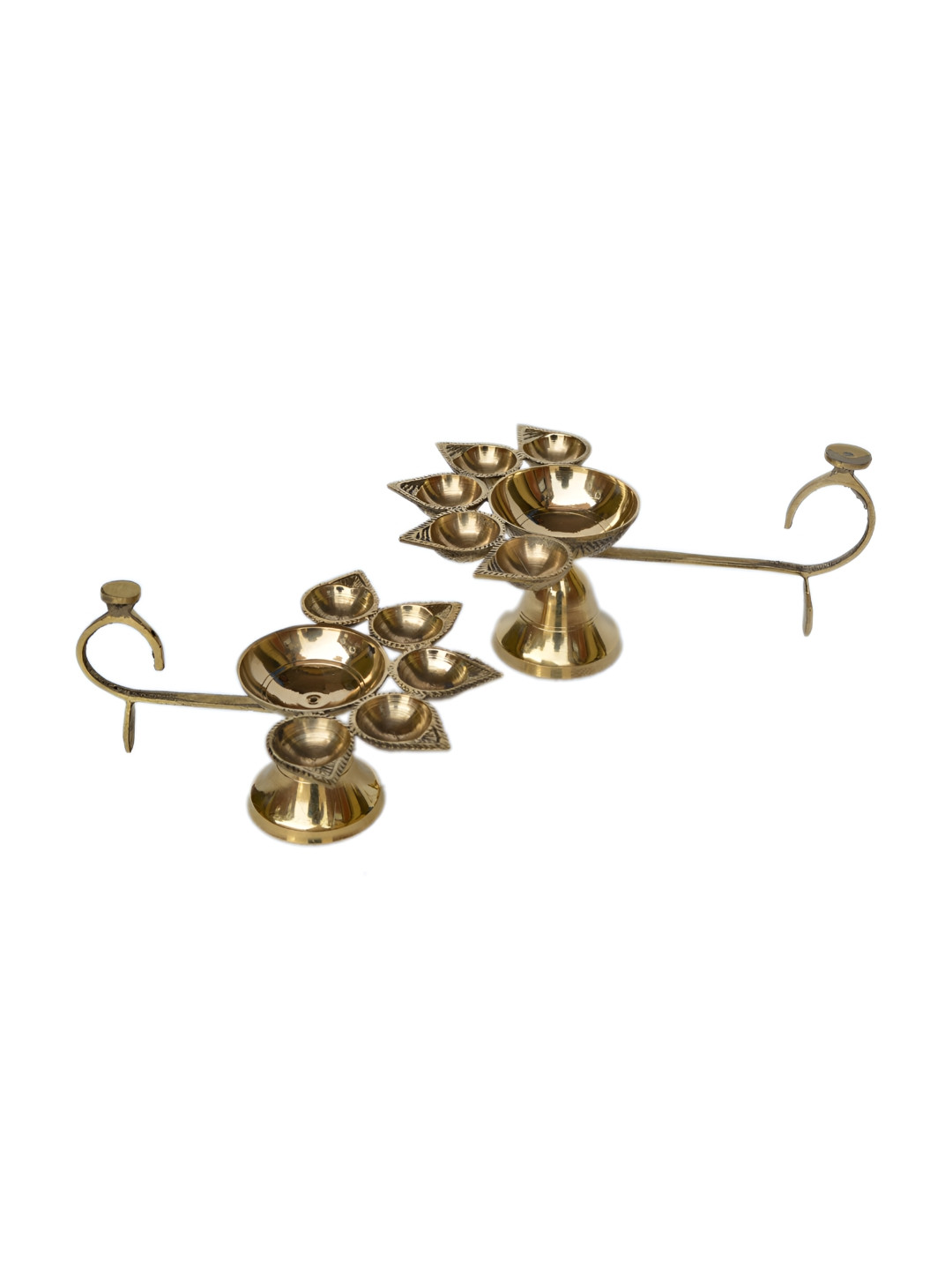 Aakrati 2 Pcs Yellow Brass Panch Deepak