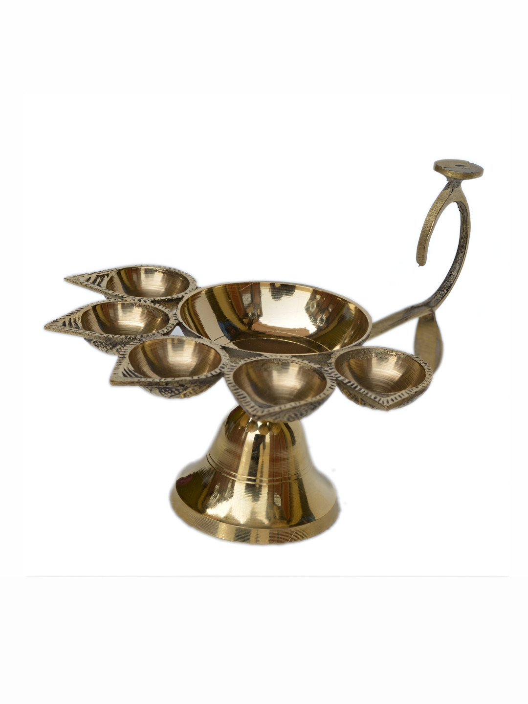 Aakrati Yellow Textured Brass Panch Deepak