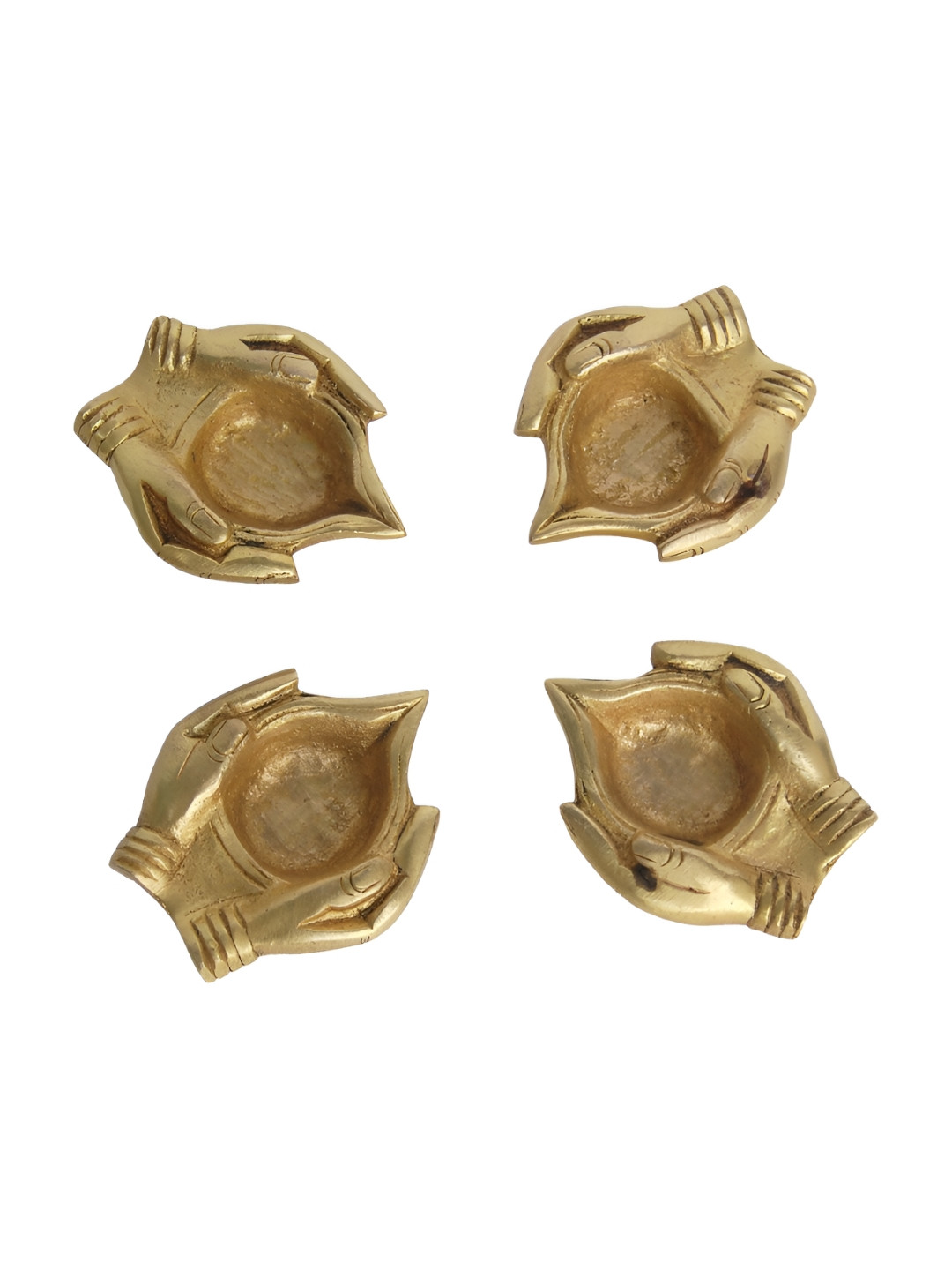 Aakrati 4 Pcs Yellow Engraved Brass Diyas