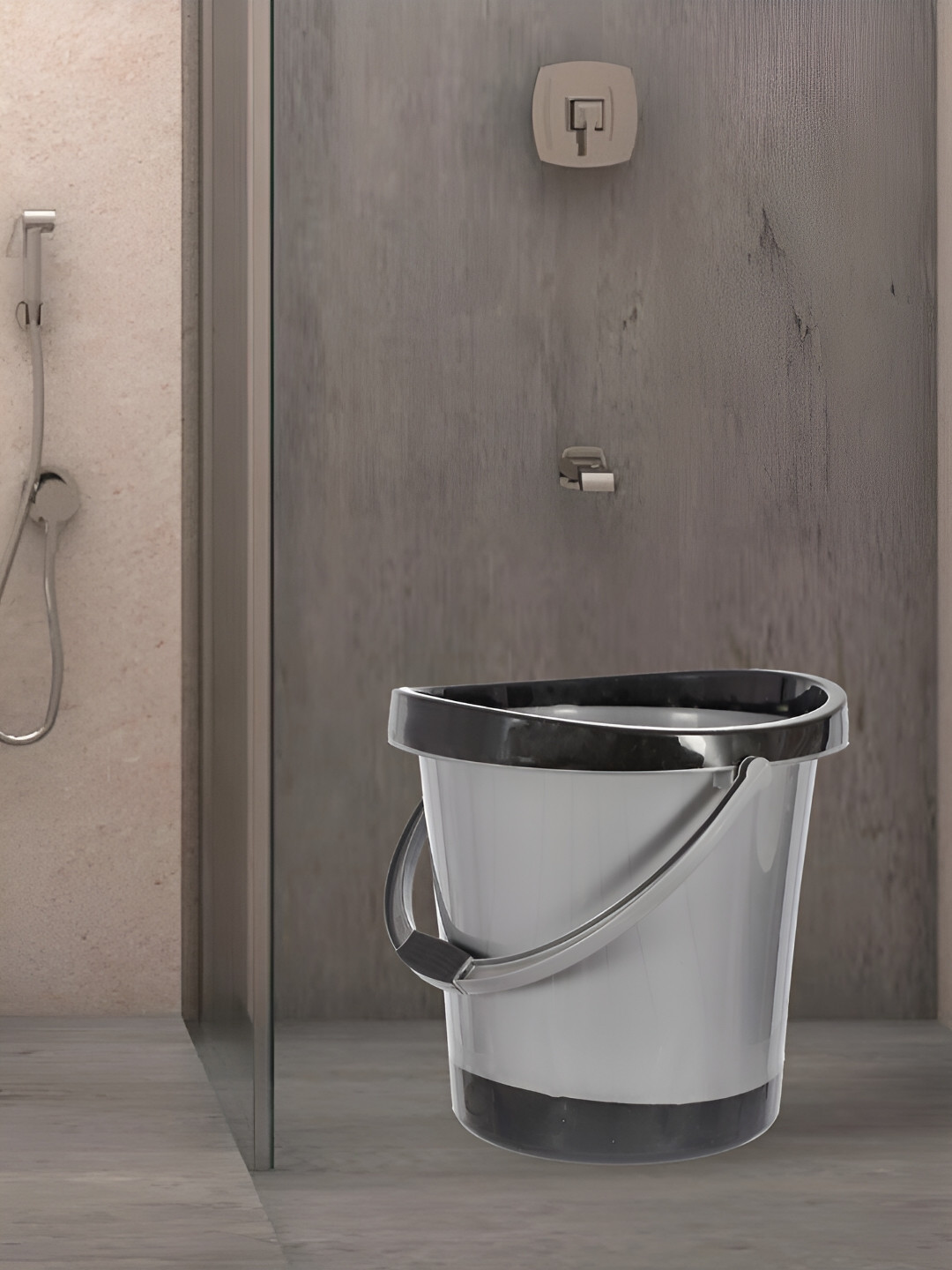 Kuber Industries Grey 2 Piece Plastic Bath Ultra Bucket With Handle 18 L