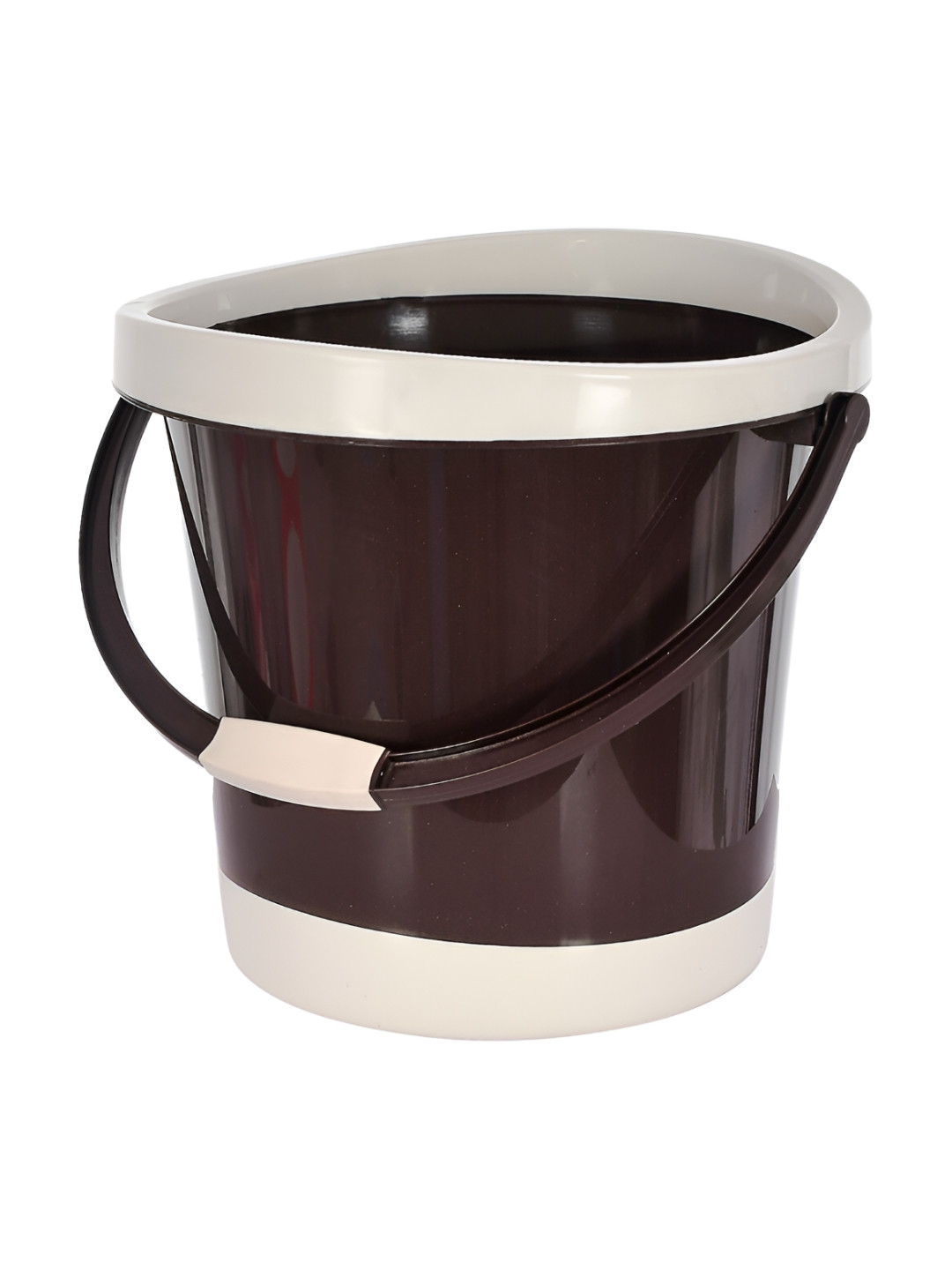 Kuber Industries Brown & Cream Colored Bathroom Bucket 18L With Handle