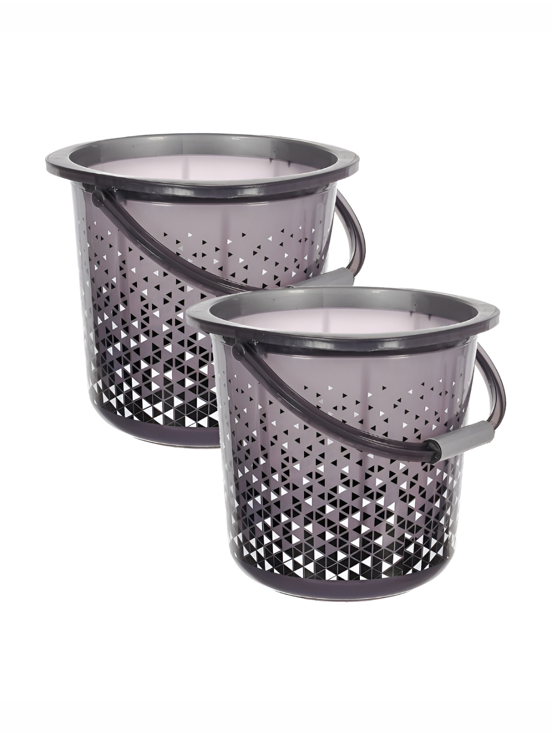 Kuber Industries Grey & White 2 Pieces Geometric Printed Unbreakable Bathroom Bucket 18L