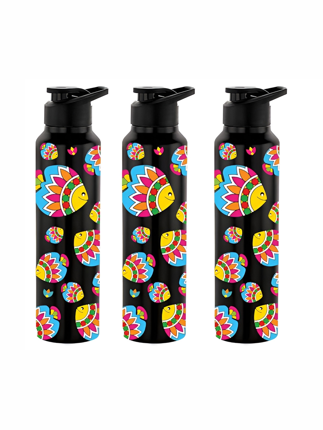 NIRLON Classic Black Conversational Stainless Steel Single Wall Vacuum 3 Piece Sipper - 1L