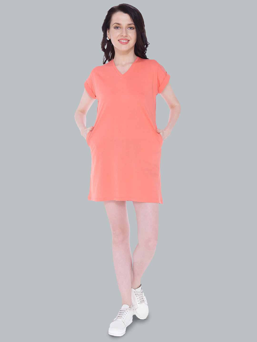 Autumn Hues Cotton V-Neck Short Sleeves Casual A-Line Dress