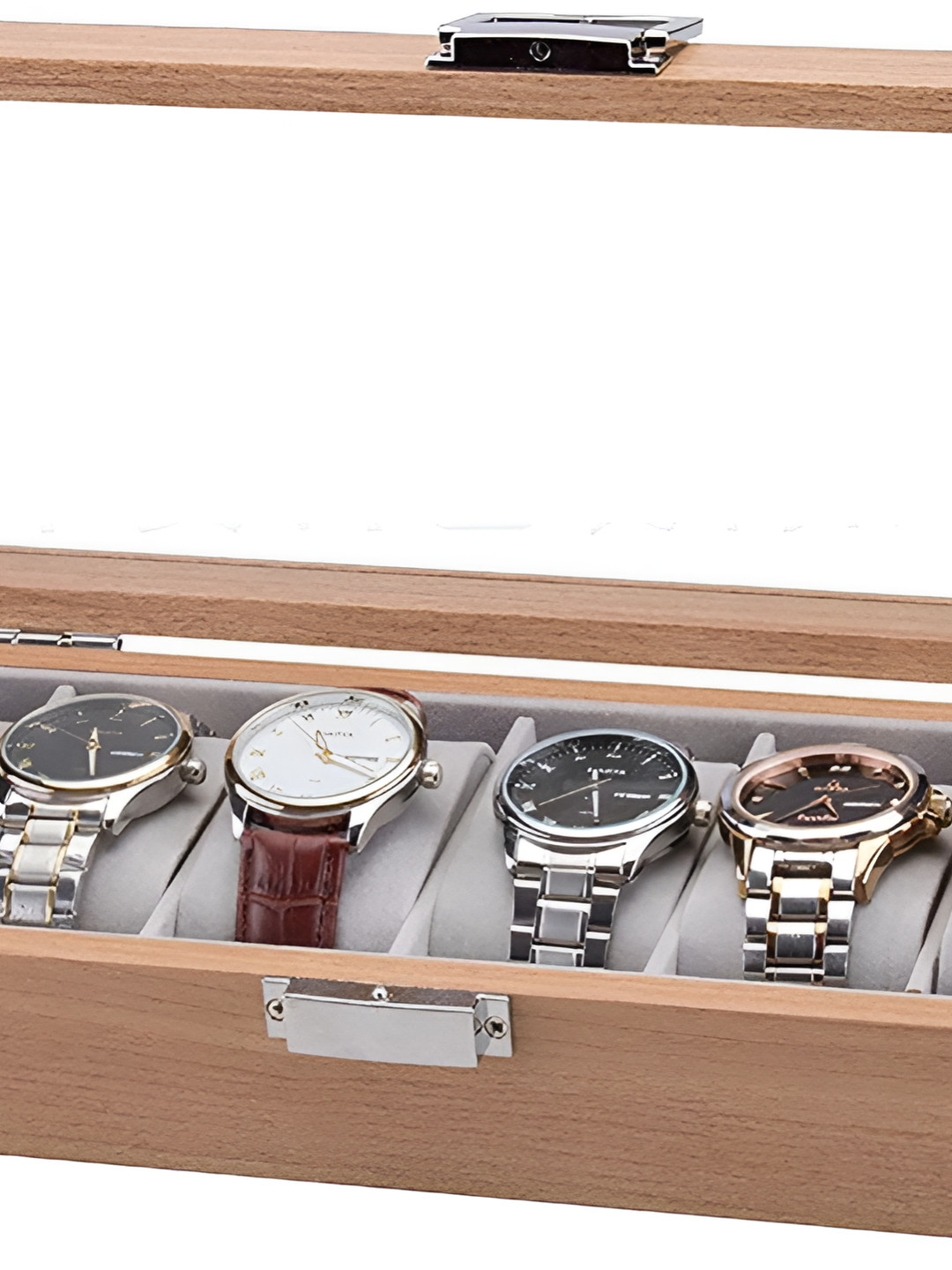 KriShyam Brown 6 Slot Wooden Watch Case Display Organizer