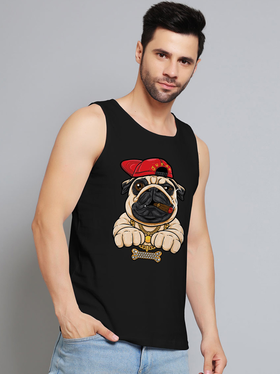 Juxar Printed Cotton Gym Vest