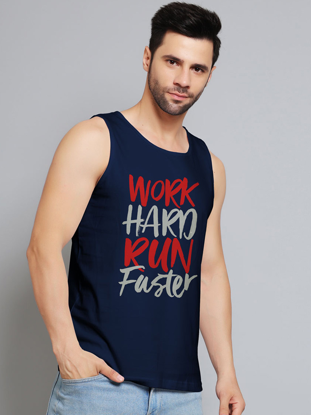 Juxar Printed Cotton Rich Sleeveless Innerwear Vests JXR-012SAN-NY-XS