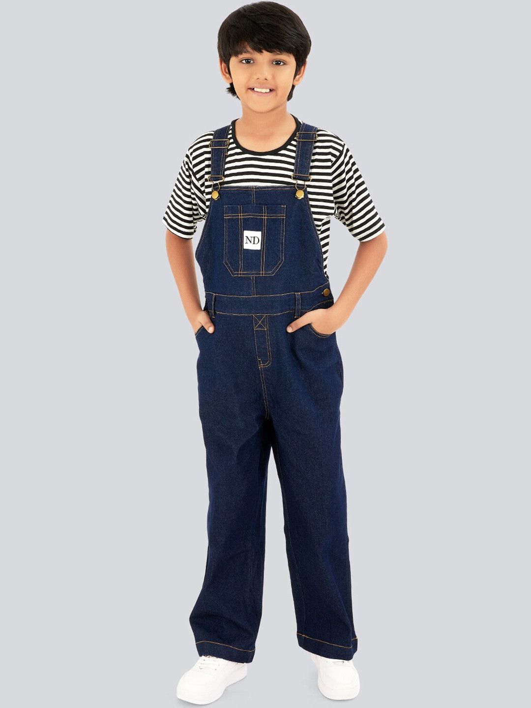 Olele Boys Bio-Washed Raw Cotton Denim Dungaree