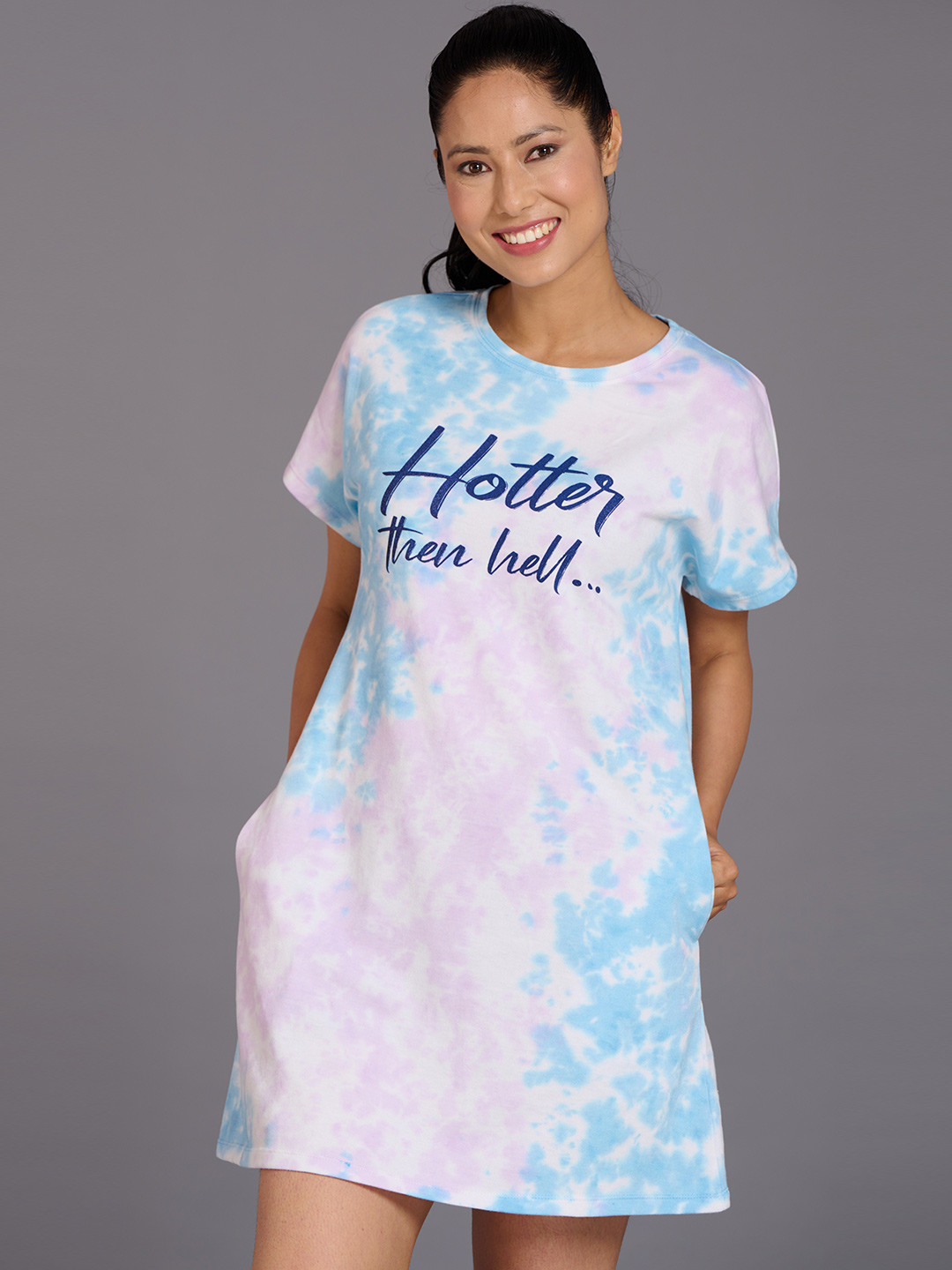 GO DEVIL Tie and Dye Cotton T-shirt Dress