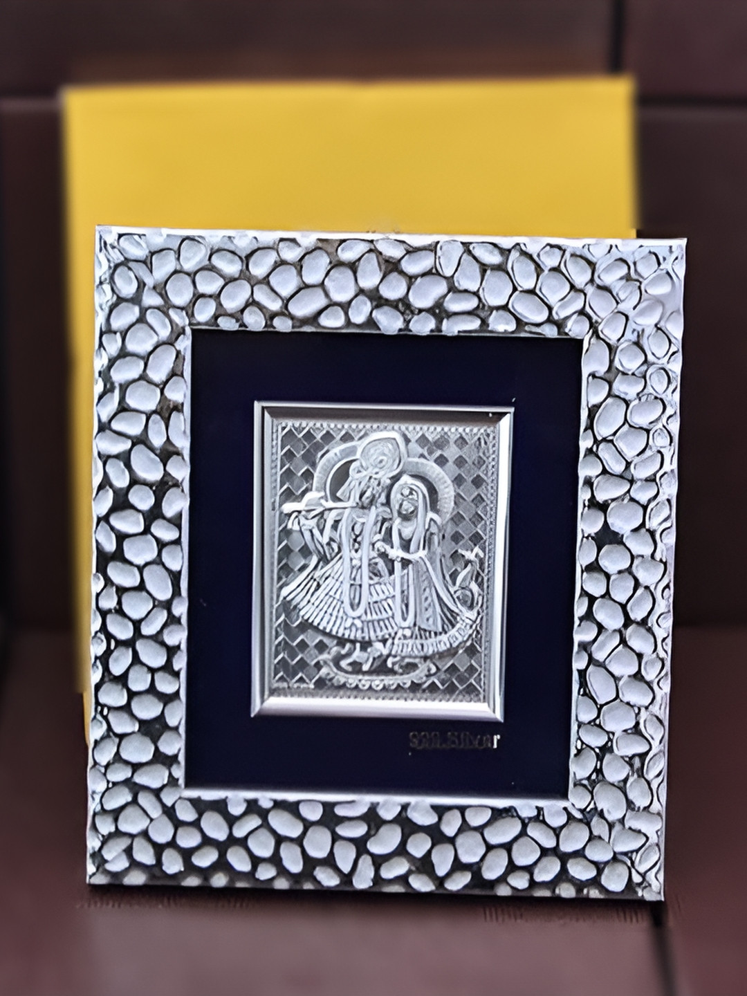 CraftVatika Silver Toned & Blue Wood Table Photo Frames