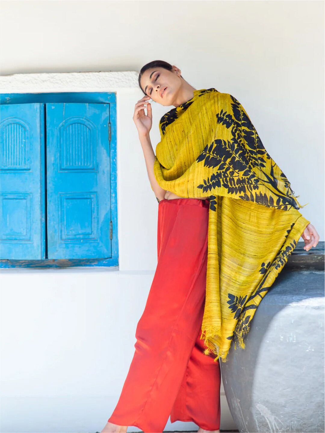 AESHAANE Hand Block Printed Silk Scarf