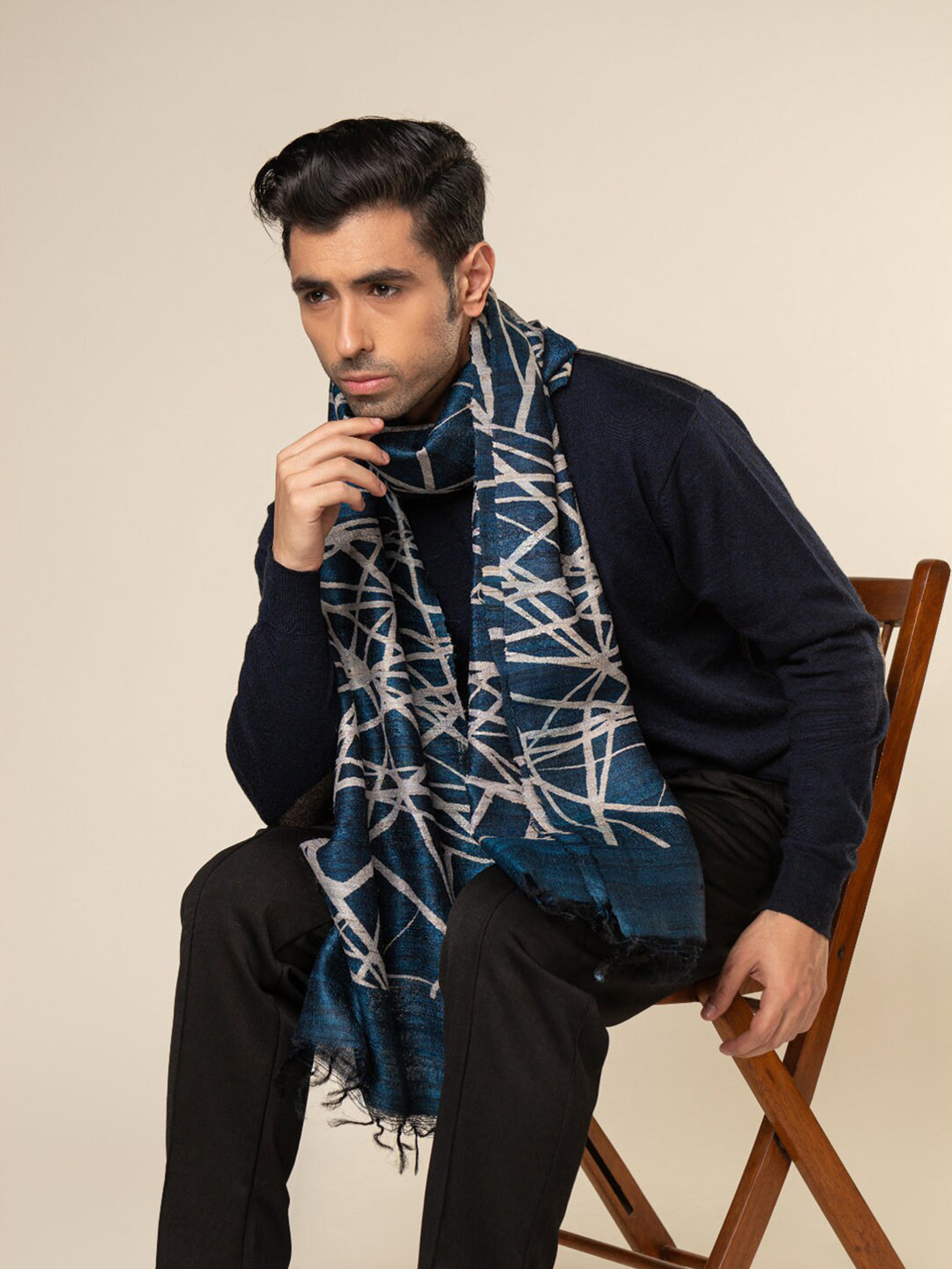 AESHAANE Men Printed Silk Scarves