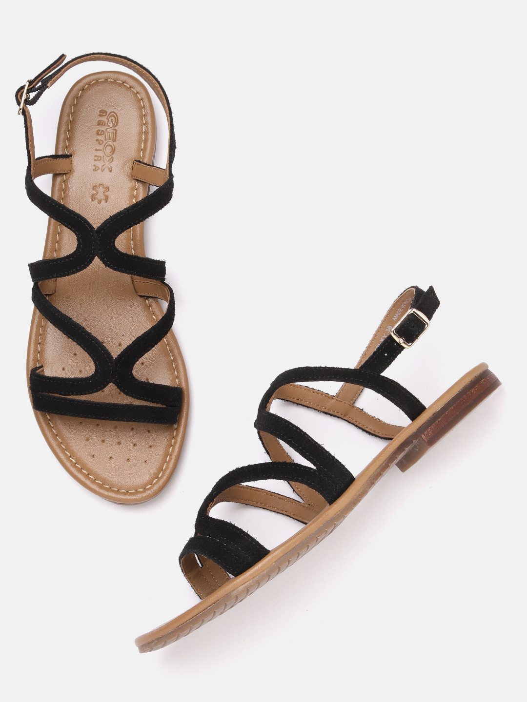 Geox Women Leather Open Toe Flats