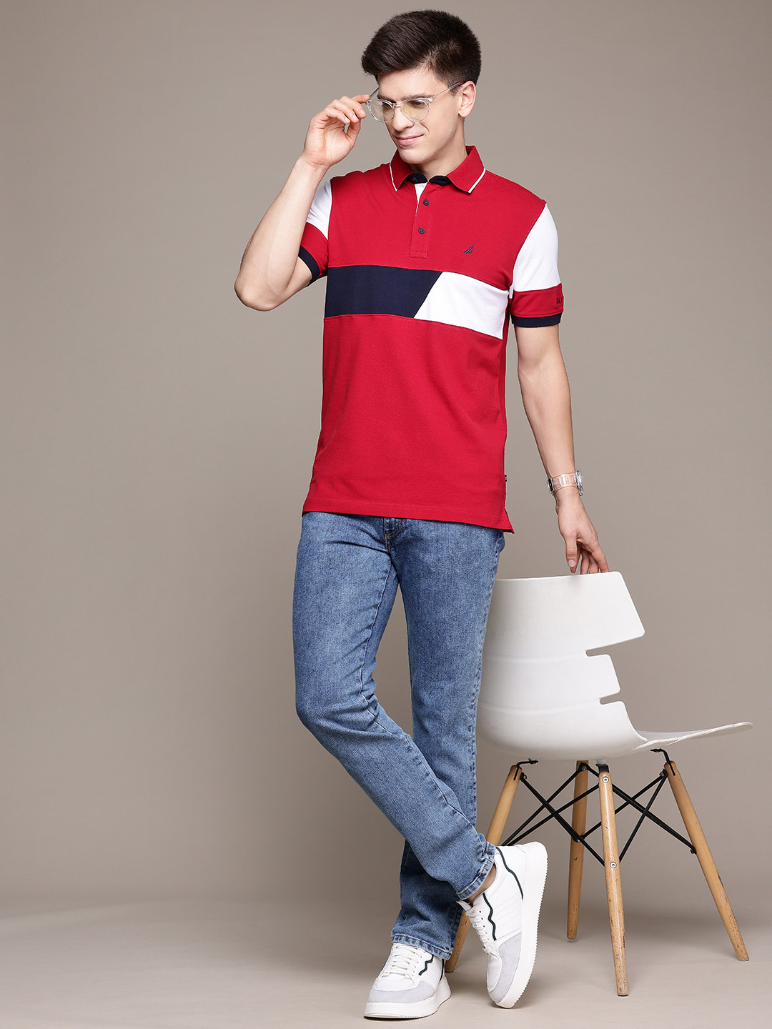 Nautica Colourblocked Polo Collar T-shirt