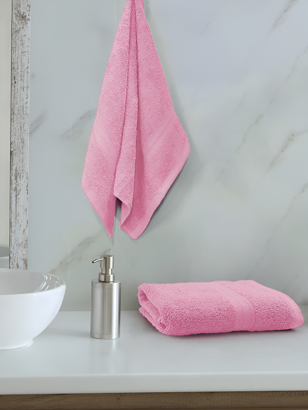 Sassoon Pink 2-Pcs Pure Cotton Hand Towels