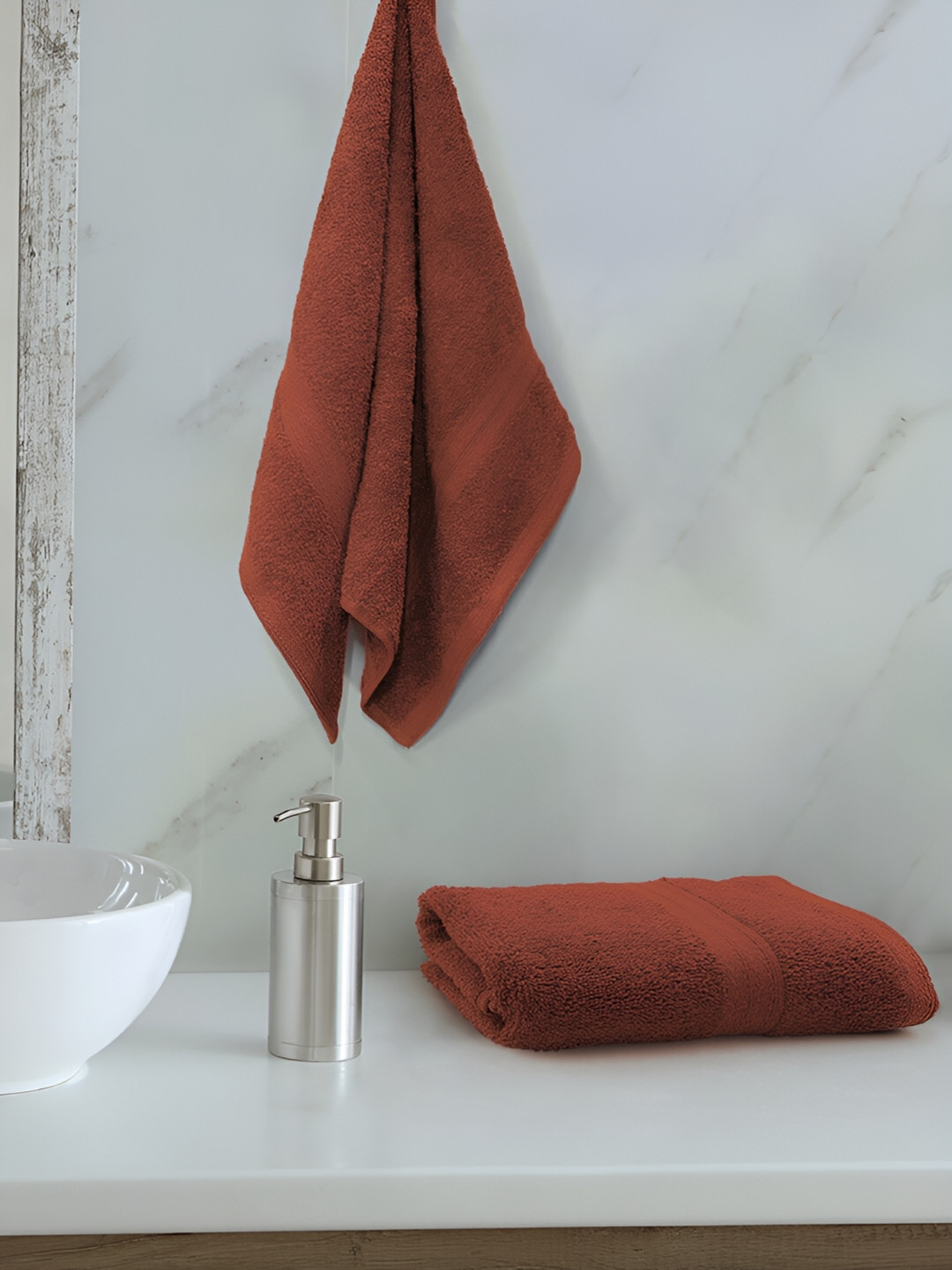 Sassoon Rust Coloured 2-Pcs Pure Cotton Hand Towels