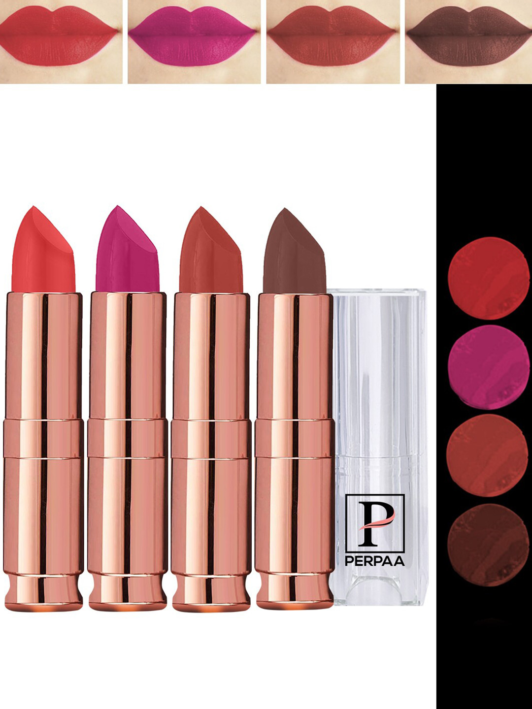 PERPAA Set Of 4 Antique Velvet Matte Lipstick - 3.4 gm each - 67-71-73-93