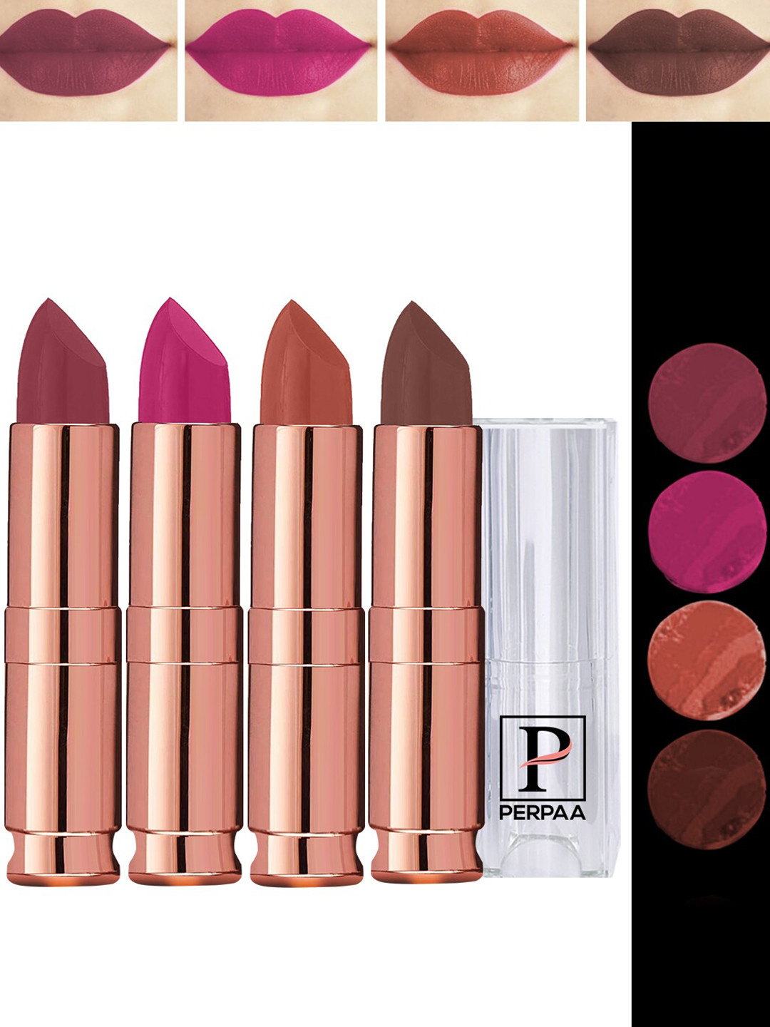 PERPAA Set Of 4 Antique Velvet Matte Lipstick - 3.5 gm each - 62-67-71-80