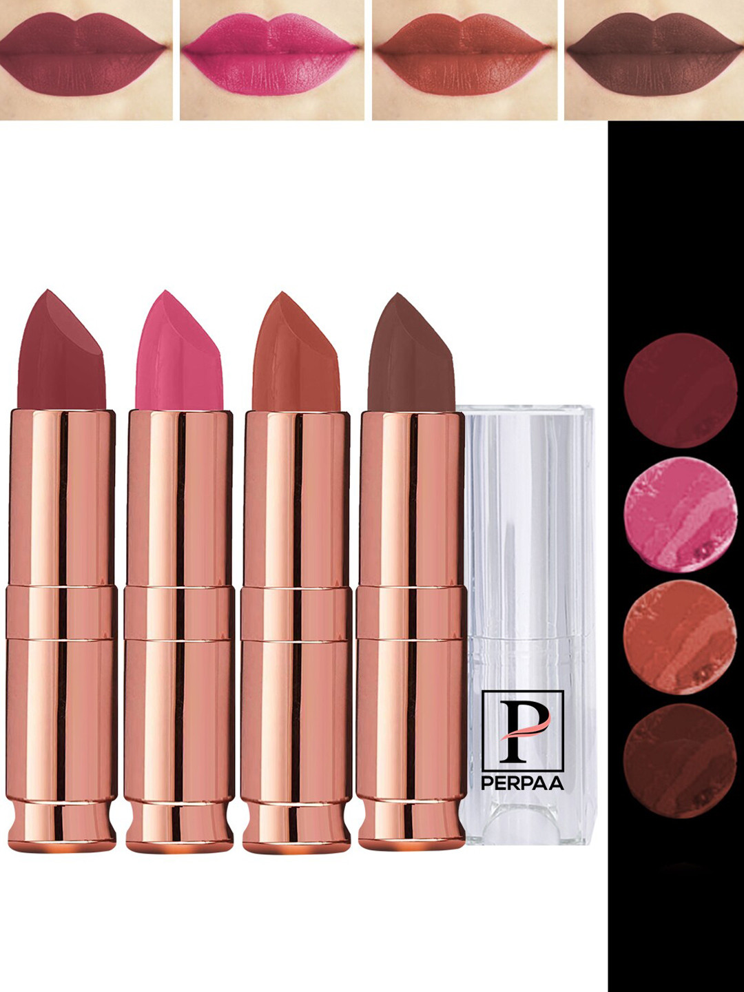 PERPAA Set Of 4 Antique Velvet Lipsticks - 3.5 gm each - 60-62-67-110