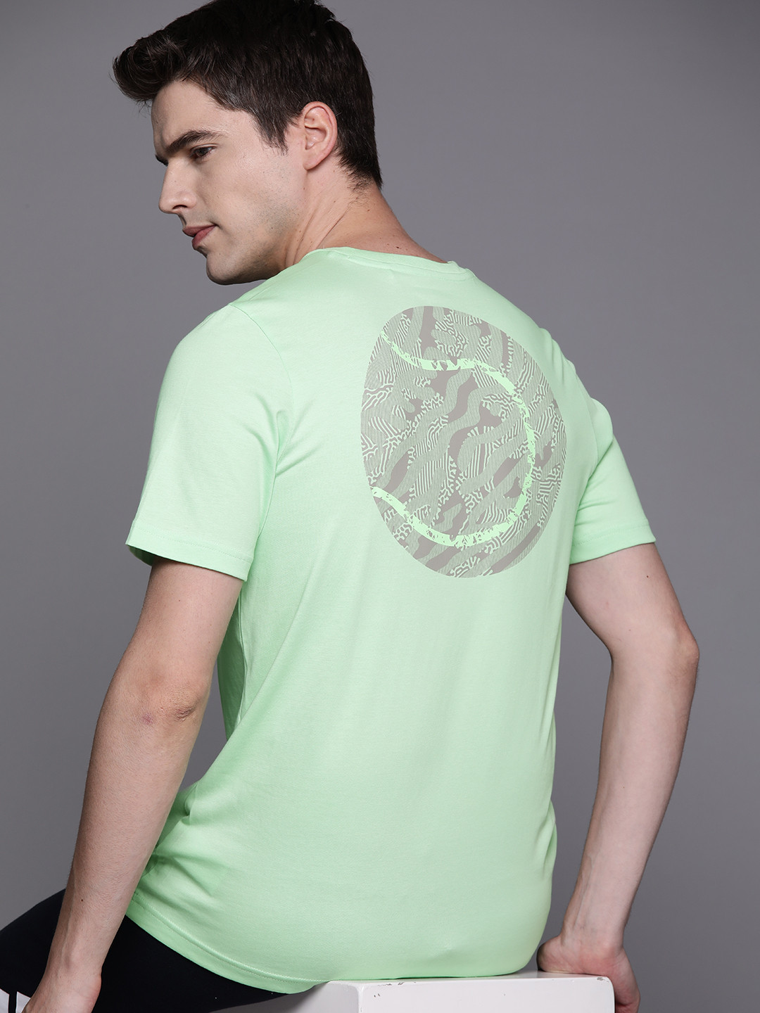 ADIDAS Men Printed M Tns Ao G T Tennis T-shirt