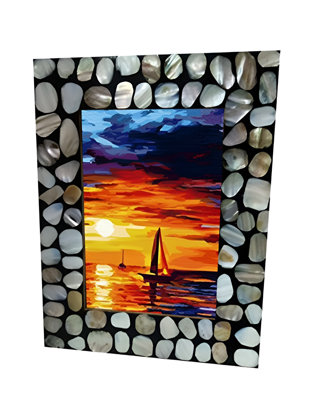 INDIA MEETS INDIA Black & White Wooden Table Photo Frame