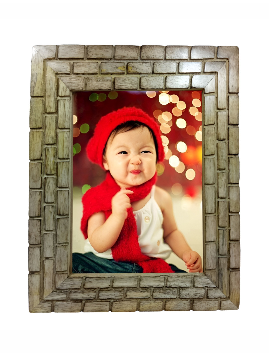 INDIA MEETS INDIA Brown Wooden Table Photo Frame