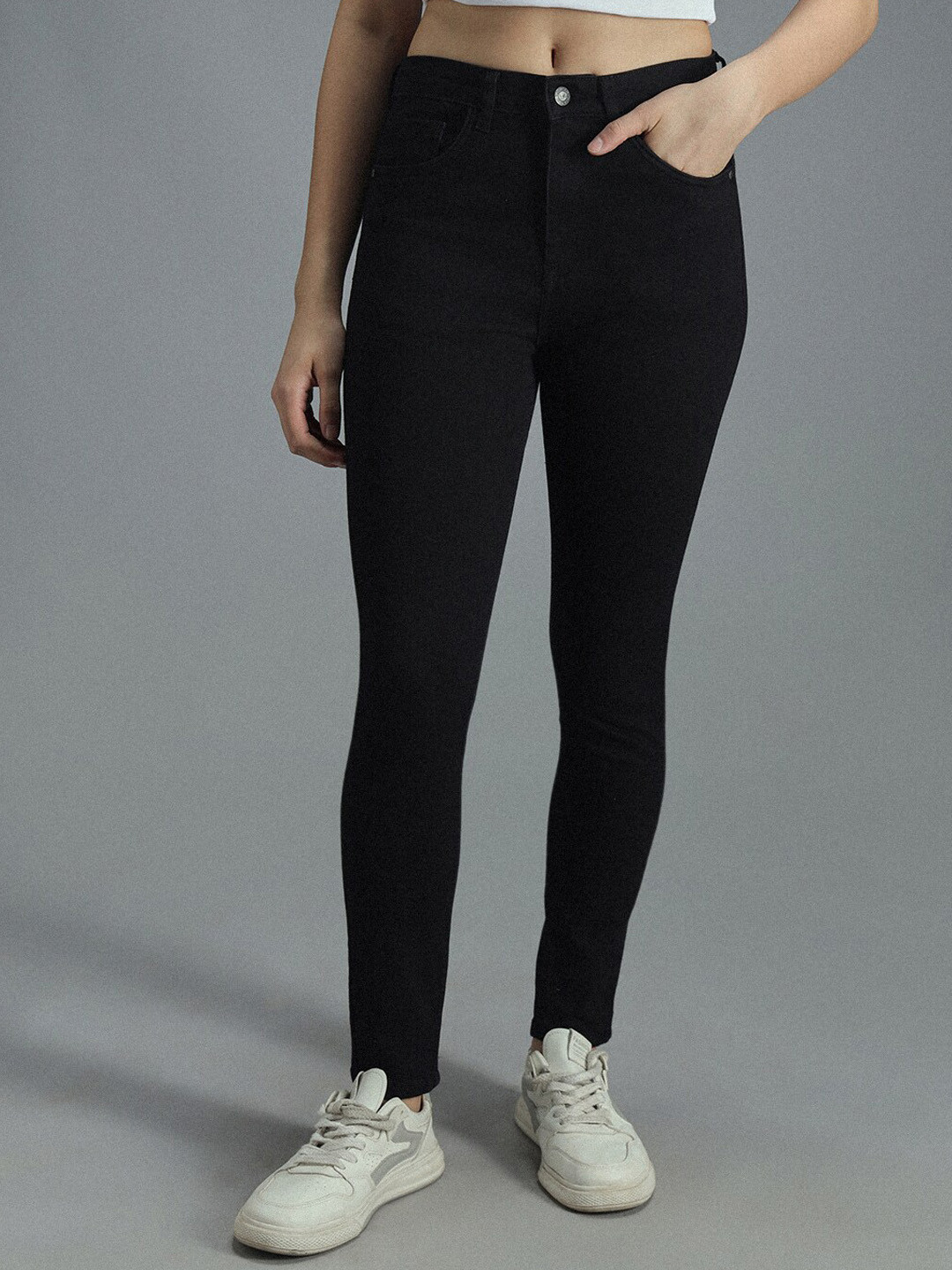 High Star Women Skinny Fit High-Rise Clean Look Stretchable Jeans