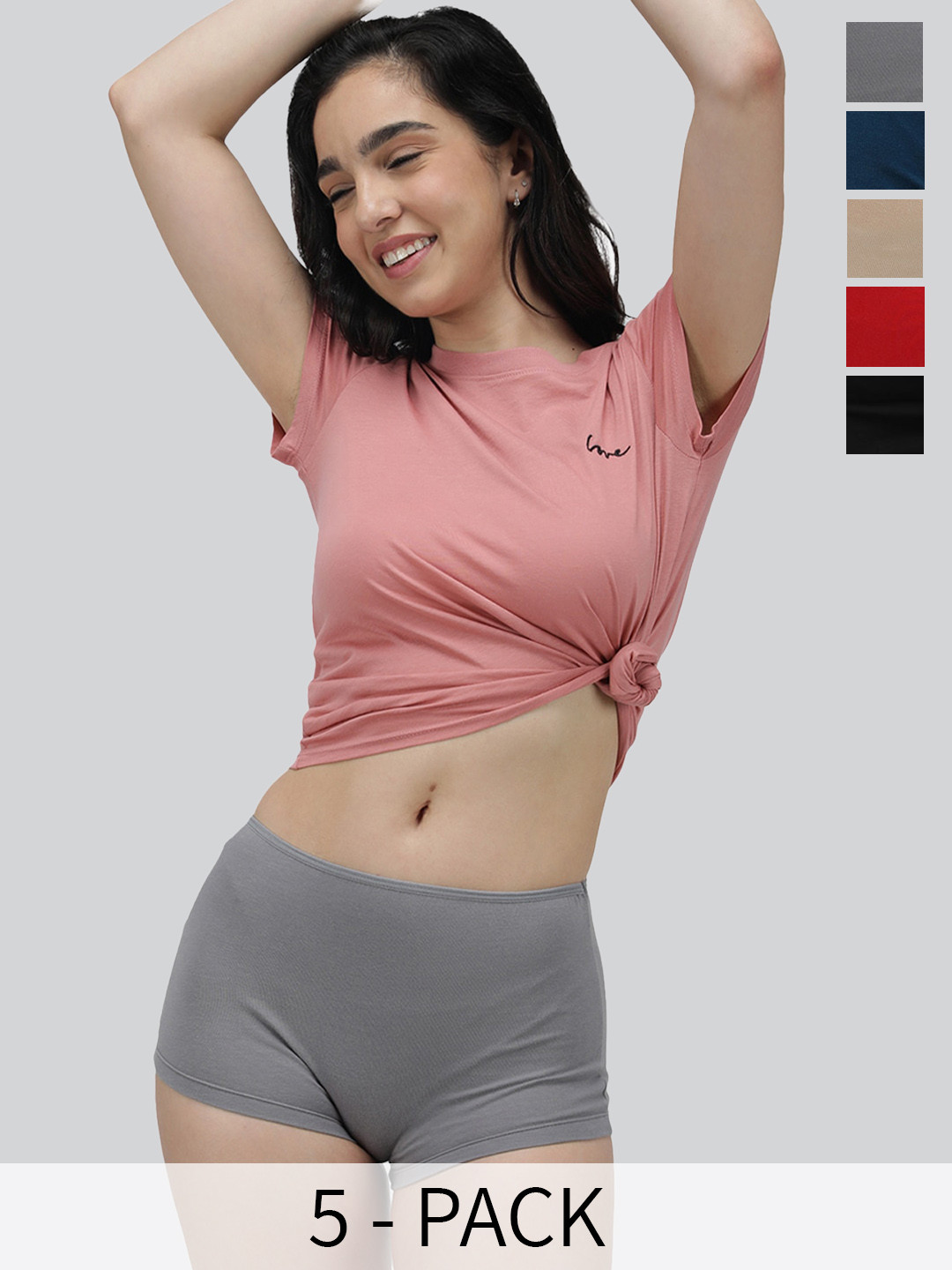 AMUL COMFY Pack Of 5 Boy Shorts Briefs