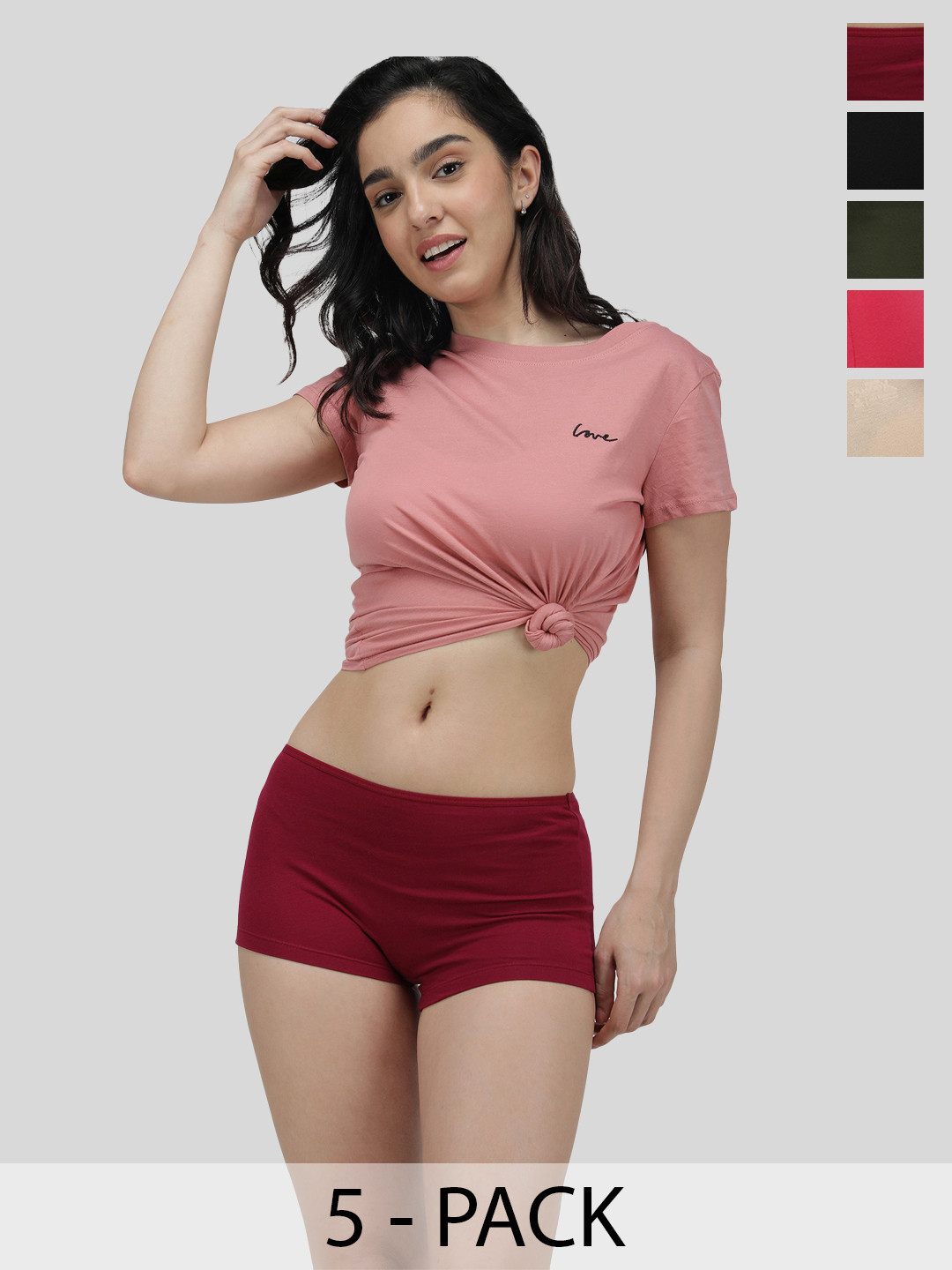 AMUL COMFY Pack Of 5 Boy Shorts