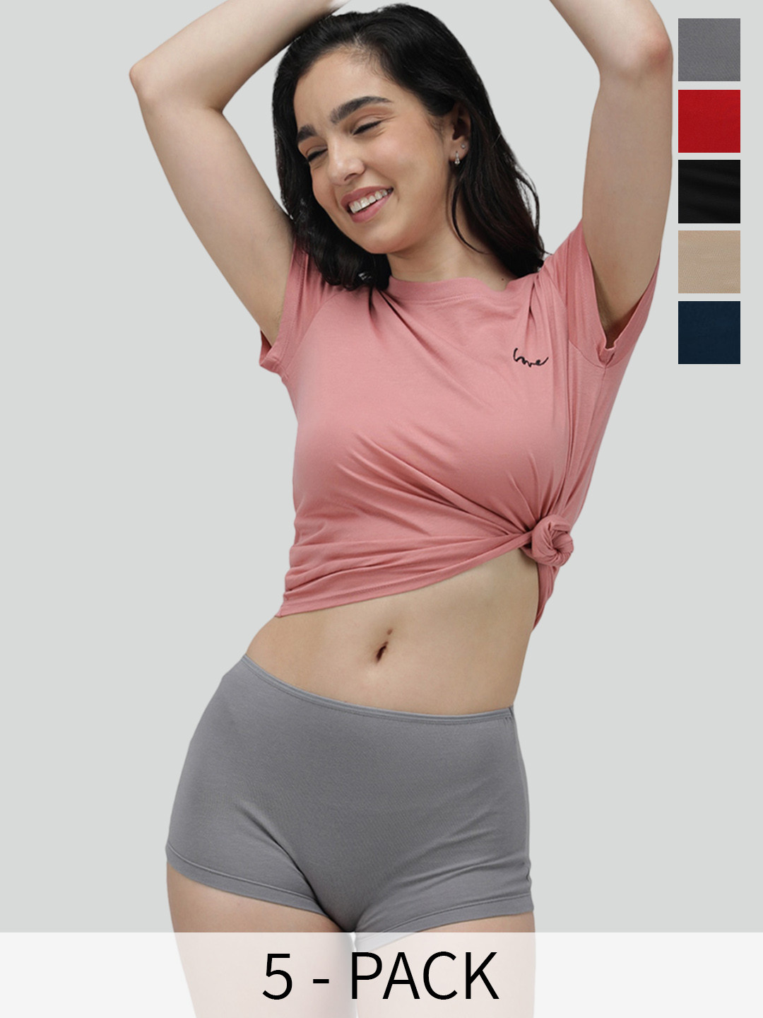 AMUL COMFY Pack Of 5 Boy Shorts Briefs