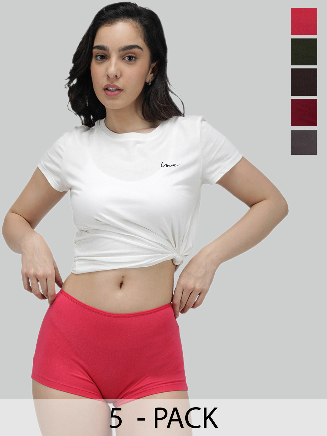 AMUL COMFY Pack Of 5 Mid-Rise Boy Boy Shorts Briefs