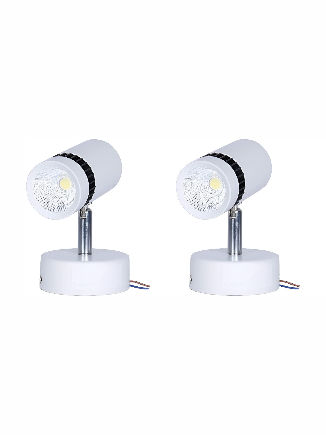 DENICRAAS White & Silver-Toned 2 Pcs Metal Contemporary Spherical Shaped Wall Lamps