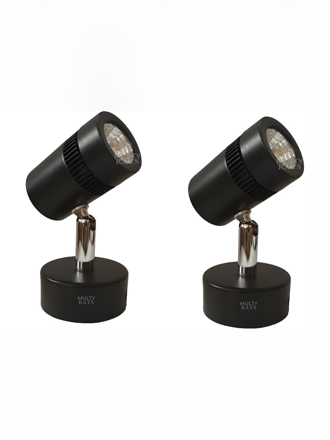 DENICRAAS Black & Steel 2 Pcs Metal Contemporary Cylinder Shaped Wall Lamps