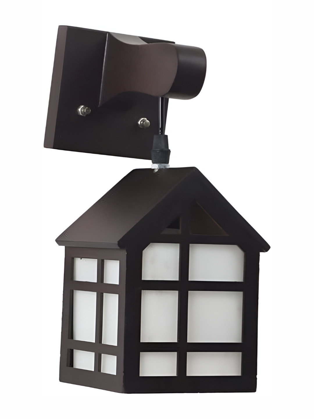 DENICRAAS Brown & White Textured Wood Contemporary Square Shaped Wall Lamp
