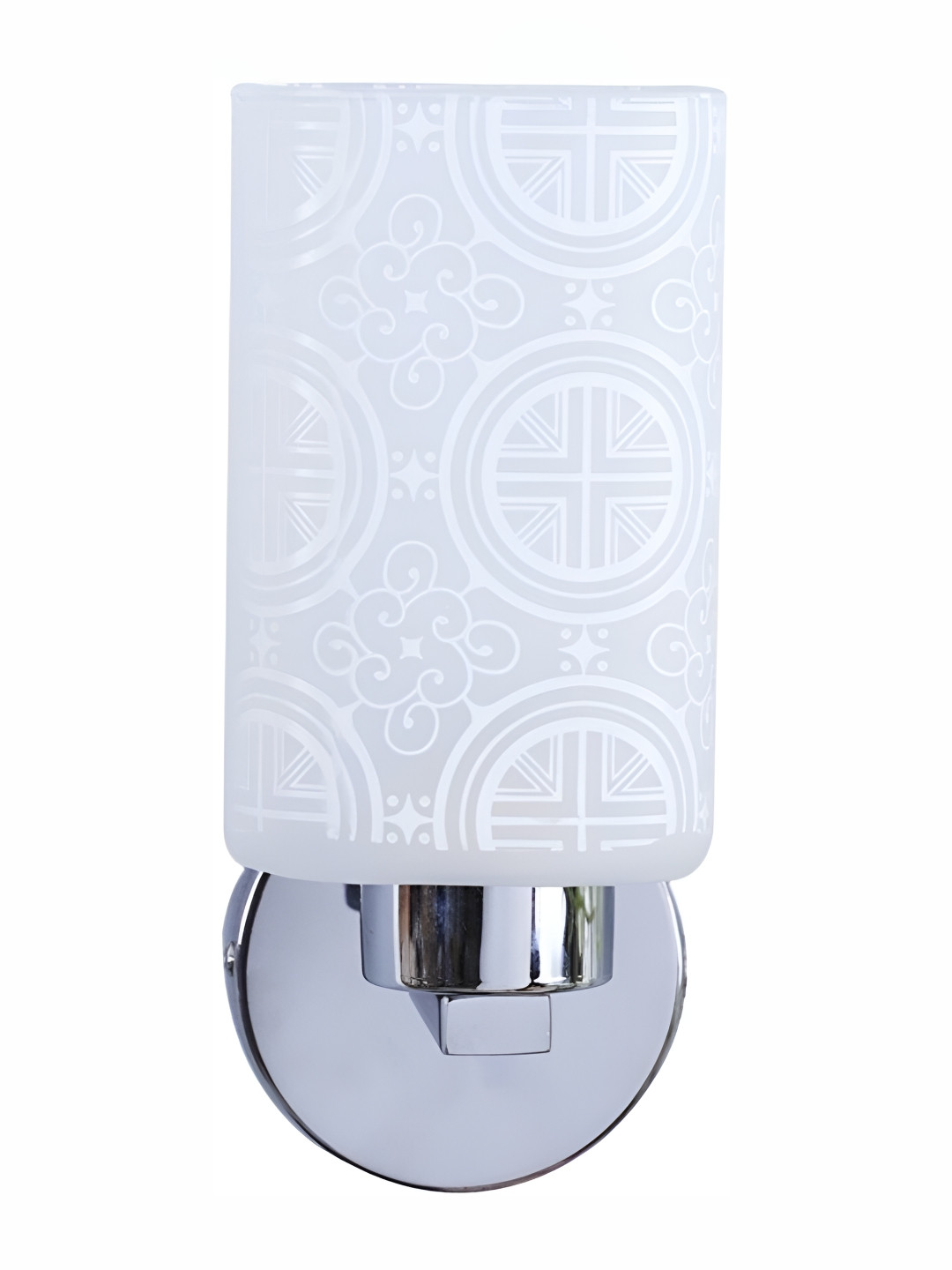 DENICRAAS Silver-Toned & White Printed Metal Contemporary Cylinder Shaped Wall Lamp