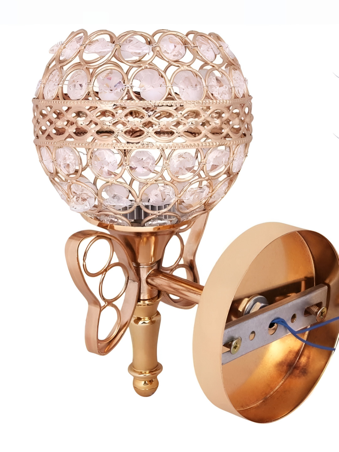 DENICRAAS Gold-Toned & Silver-Toned Textured Aluminium Spherical Shaped Wall Lamp