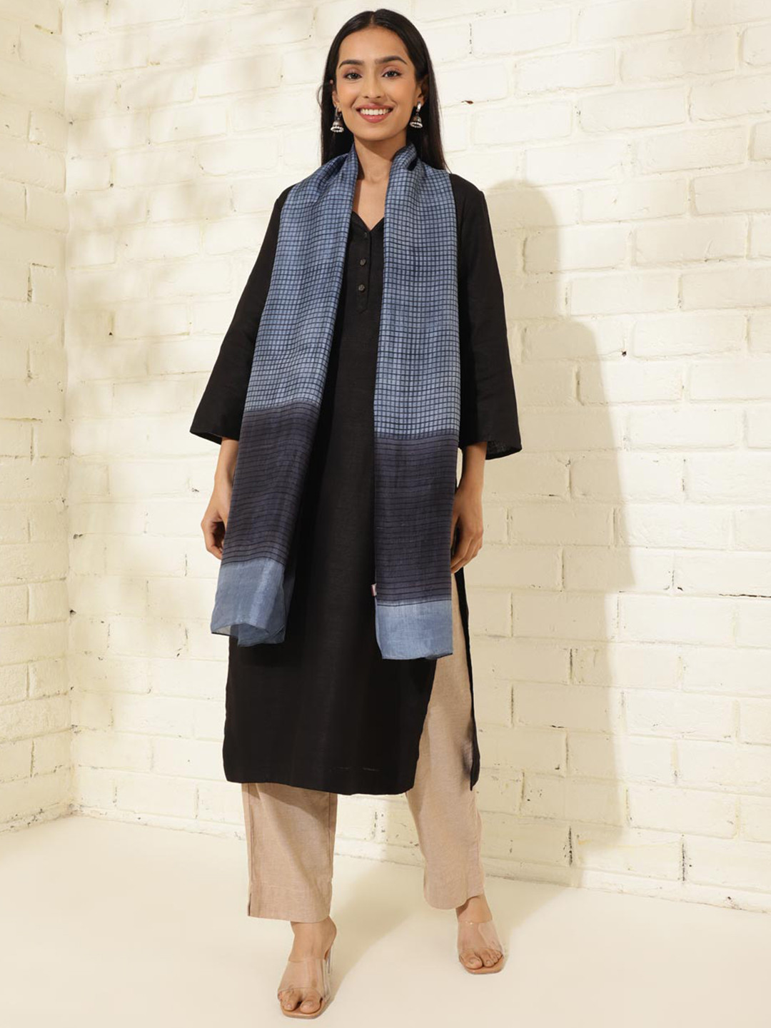 Fabindia Checked Silk Stole