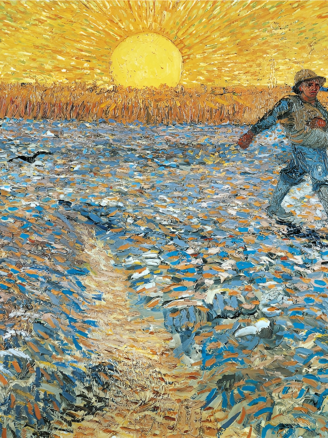 Adventures India Blue & Yellow Canvas Sun Set Printed Wall Art