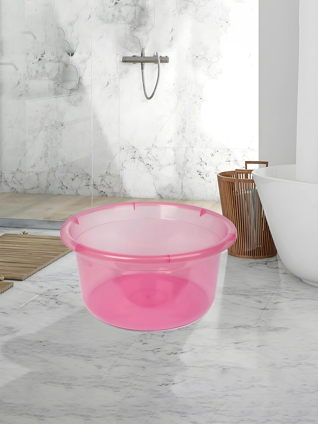 Kuber Industries Pink Round Shape Bath Tub